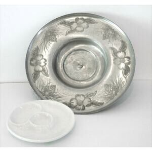 Wilson Specialties Wrought Aluminum LAZY SUSAN Turntable Cake Stand + PLATE USA